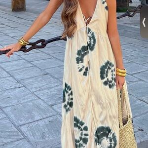 Commense Ink Ripple Leisure Long Dress Tie-Dye look size XS